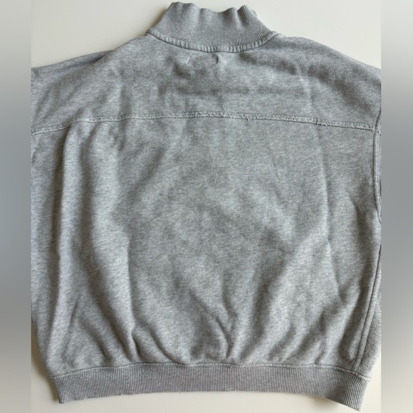 Aerie Womens Gray Cropped Quarter Zip Long Sleeve Sweatshirt with Pocket Size Sm - Picture 3 of 6